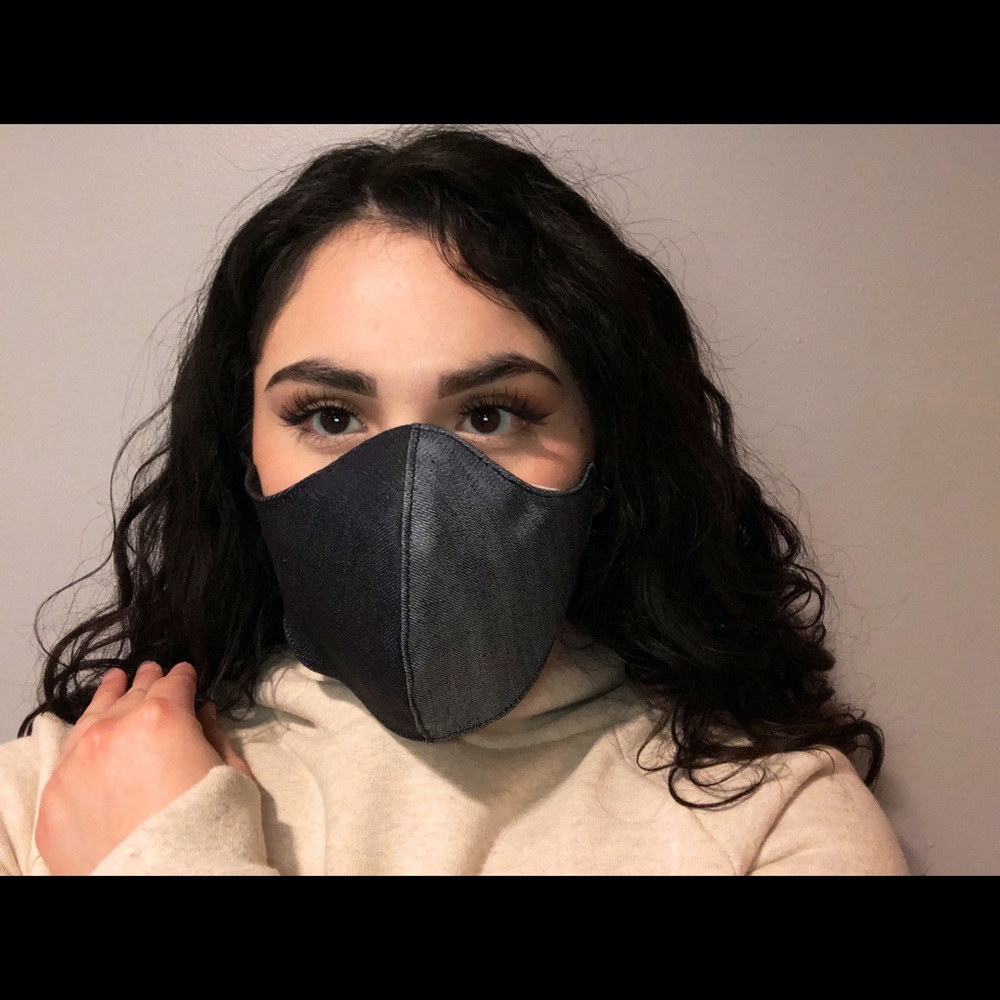 Denim 2 tone face mask reversible made in the USA